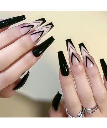 Coffin Nails - Long Ballerina Nails Fake | Pre-Shape Gel Glossy Coffin Nail Tips for Full False Nails Home Nail Salon - Buy Online on GoSupps.com