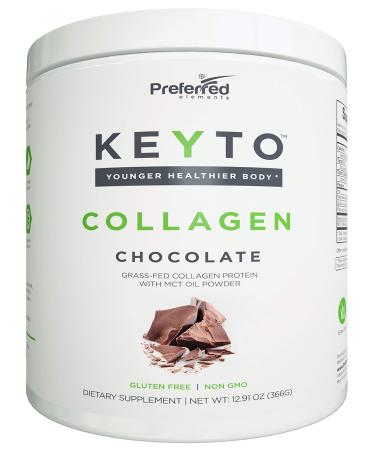 Keto Collagen Protein Powder with MCT Oil  Keto and Paleo Friendly Grass Fed and Pasture Raised Hydrolyzed Collagen Peptides  Fits Low Carb Diet and Keto Snacks  KEYTO Chocolate Flavor