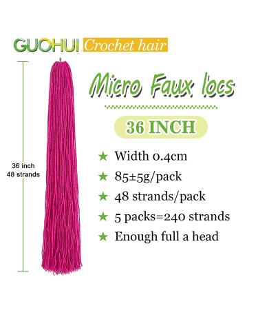 GUOHUI Micro Faux Locs Crochet Hair 36 Inch 5 Packs Dark Pink - DIY Braids Straight Styles (Pack of 5) - Buy Online on GoSupps.com