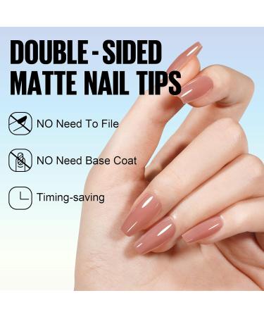 TOMICCA Short Coffin Nail Tips 180PCS Matte Dark Nude Gel Nails - 15 Sizes, No Filed Pre-colored Press On Nails for Nail Art Extensions - Buy Online on GoSupps.com