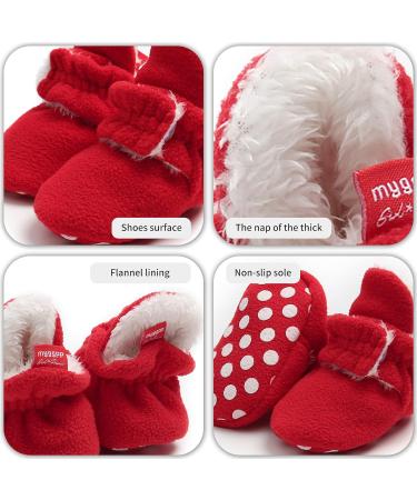 EDOTON Unisex Newborn Winter Boots - Warm Stripe Bootie, Non-Slip Sole, Stay On Adjustable Sock (Red, 6-12 Months) - Buy Online on GoSupps.com