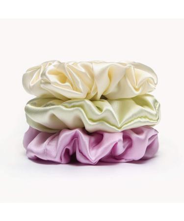 100% Silk Scrunchies Hair tie Strong hold for girls & women hair tie scrunch scrunching together single -colored elastic thick ribbons soft ropes ponytailers women hair jewelry lavender