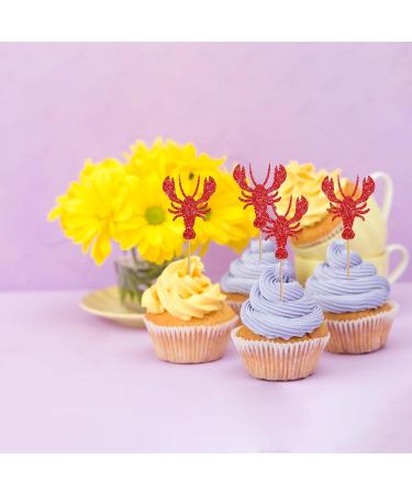 24pcs Lobster Cupcake Toppers She Found Her Lobster Cake Decor Red Glitter Sea Animal Cupcake Picks for Bridal Shower Wedding Bachelorette Party Decoration - Buy Online on GoSupps.com