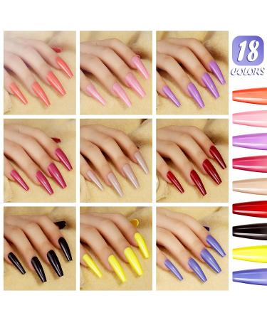 Teenitor Long Coffin Nails Full Cover | 18 Colors Long Press On Nails with Nail Glue | Acrylic Fake Nails for Women - Buy Online on GoSupps.com