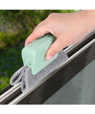 Magic Window Cleaning Brush Creative Door and Window Groove Cleaning Brush Hand Held Gap Non Slip Cleaning Tool With Dustpan Cleaning Brush For Door and Window Tracks and Gaps Used for Home and Car Glass Nordicgreen