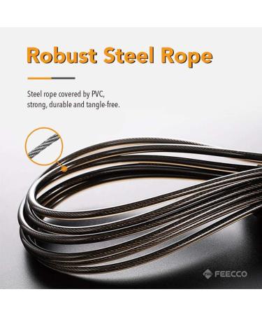 FEECCO 1/2 lb Weighted Jump Rope for Boxing, Cardio, Crossfit - Adjustable Length Steel Ropes with Ball Bearings and Metal Handles - Suitable for Men and Women - 10' Length - 6'6'6 User Height - Buy Online on GoSupps.com