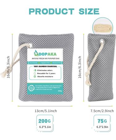 Natural Air Purifier Bags - Bamboo Charcoal Odor Absorbers & Moisture Eliminators | 12 Pack (6x200g + 6x75g) for Closet Shoes & Cars - Buy Online on GoSupps.com