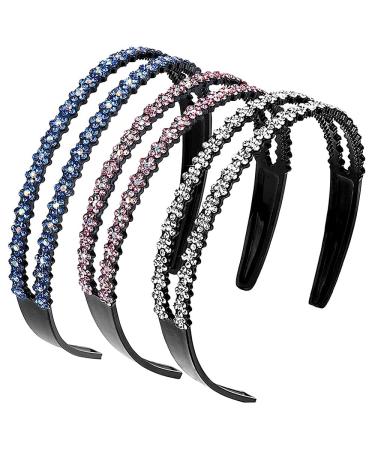 3 pieces of rhinestones rhinestone rip of hair fashion rhinestone hair ripe slippery hair accessories elegant hair accessories headband non -slip hair band with teeth for women