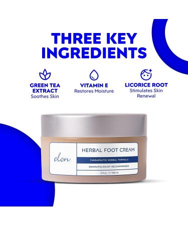 Elon Herbal Foot Cream - Hydrating Healing Formula with Vitamin E & Green Tea Extract - 5 oz. (Pack of 1) - Buy Online on GoSupps.com