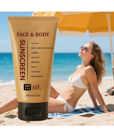  G n rique Natural Sunscreen 85g Organic Face Cream Tallow Moisturizer Moisture Lock and UV Protection Formula Hydrating Skin Care Daily Use Lotion Sun Protection for Face & Body - Buy Online on GoSupps.com