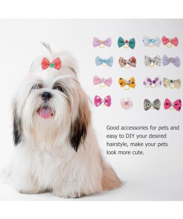 POPETPOP 50pcs Dog Bows with Rubber Bands-Pet Cat Dog Hair Bows Multicolor Rhinestone Beads Flowers Topknot Puppy Bows(Mixed Color) - Buy Online on GoSupps.com