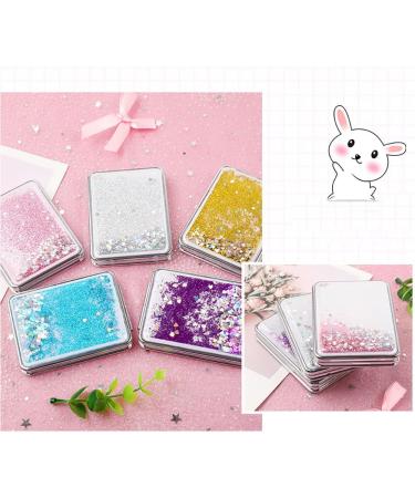 HSYHERE Creative Quicksand Double-Sided Portable Makeup Mirror - Square-Blue - Buy Online on GoSupps.com