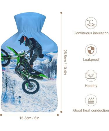 Motorcycle Hot Water Bottle with Plush Cover - Bed Hand Warmer for Adults & Kids | 26.5x15.3cm | Ideal Gift - Buy Online on GoSupps.com