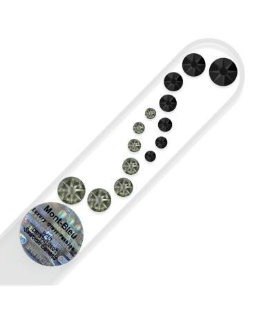 Crystal Glass Nail File hand decorated with Swarovski crystals Hand Made in Czech Republic (Europe) Czech Tempered Glass Lifetime Guaranty in Suede Sleeve (Jet - Black Diamond)