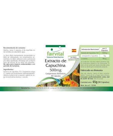 Fairvital | Nasturtium extract 500mg VEGAN - Highly dosed - 90 capsules - concentrated 4 times - Buy Online on GoSupps.com