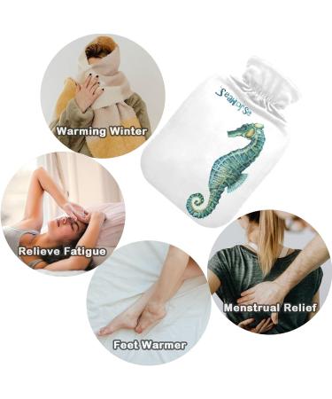 NAANLE Seahorse Design Watercolor Hot Water Bottle | 1L Transparent Thermal Therapy for Bed Hands & Feet | Ideal for Heat & Cold Relief - Buy Online on GoSupps.com