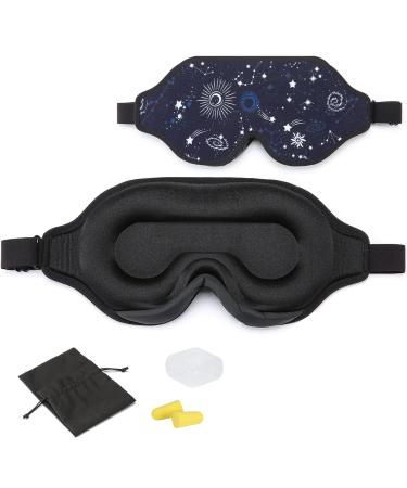 Hautton Sleep Eye Mask for Women Men Upgraded 3D Light Blocking Contoured Cup Sleeping Mask with Adjustable Strap Blindfold Soft Memory Foam Molded Eye Shade Cove for Travel Yoga Nap -Constellation