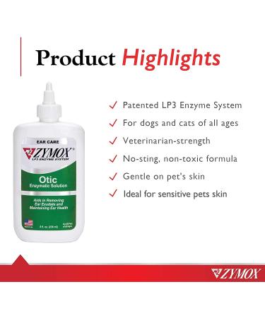 Pet King Brands Zymox Otic Enzymatic Solution 8oz - Soothes Ear Infections in Dogs and Cats, Itch Relief Without Hydrocortisone - Buy Online on GoSupps.com