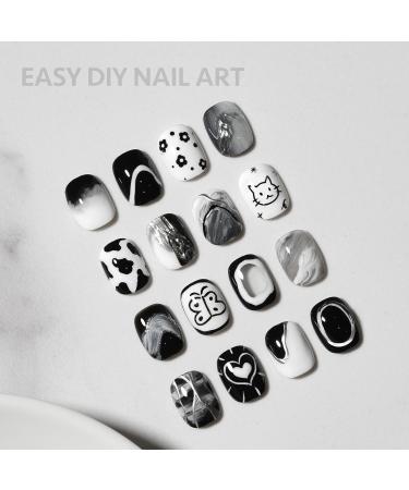 GAOY Gel Nail Polish Art Liner Set - Black & White for DIY French Manicure & Pedicure | International Shipping - Buy Online on GoSupps.com