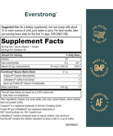 Purity Products EverStrong Powder - Muscle Matrix Blend with Creapure Creatine, Boron, CoffeeBerry Extract & Vitamin D - Berry Burst Flavor (210 g) - Buy Online on GoSupps.com