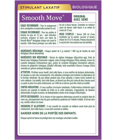 Traditional Medicinals - Organic Smooth Move Laxative Herbal Tea - Gentle Overnight Relief Of Occasional Constipation - 16 Count (Pack of 6) (Package May Vary) Organic Smooth Move Smooth Move 16 Count (Pack of 6) - Buy Online on GoSupps.com