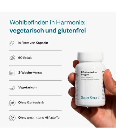 Supersmart Bifidobacterium Longum 75 mg Probiotics | Intestinal Health & Flora | Non-GMO & Gluten-Free | 60 Capsules - Buy Online on GoSupps.com