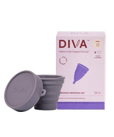 DIVA Cup & Shaker - Medical Grade Silicone Cup for Period Care - Reusable Menstrual Cup with Shaker for On-The-Go Cleansing - Wear Up to 12 Hours - Model 0 (Slim Vaginal Canals & First-Time Users)