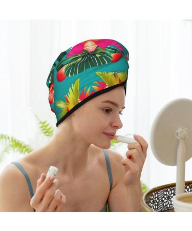 Tropical Cocktails Coral Velvet Dry Hair Cap - Anti Frizz Ideal for Curly Long & Thick Hair International Shipping Available - Buy Online on GoSupps.com