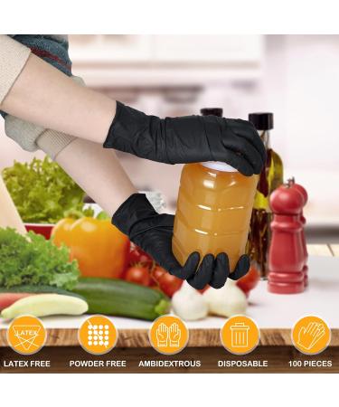 Black Nitrile Gloves 4 Mil, Latex & Powder Free - 100 Pcs Large Cleaning Gloves - Buy Online on GoSupps.com