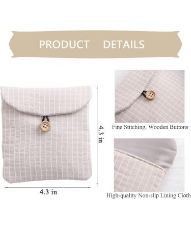 GRHOSE 2-Pack Striped Period Bags with Wooden Button - Morandi Color Storage Bags for Sanitary Napkins - Beige Blue, One Size - Buy Online on GoSupps.com