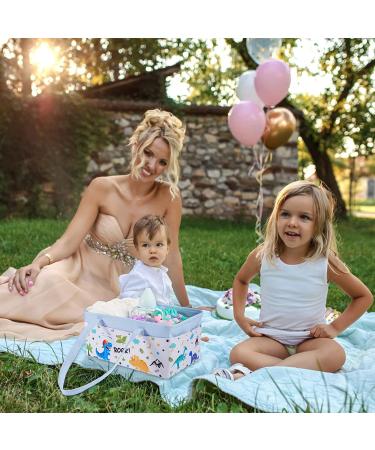 Dinosaur Diaper Caddy - Collapsible Nursery Organizer for Boys | Large Blue Storage Basket for Baby Shower Gifts | Essential Newborn Must-Have - Buy Online on GoSupps.com