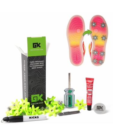Golfkicks Golf Traction Kit for Sneakers with DIY Golf Spikes - Add Soft Spikes to Almost Any Shoe, 20 Count - As Seen On Shark Tank Shadow (Dark Gray)