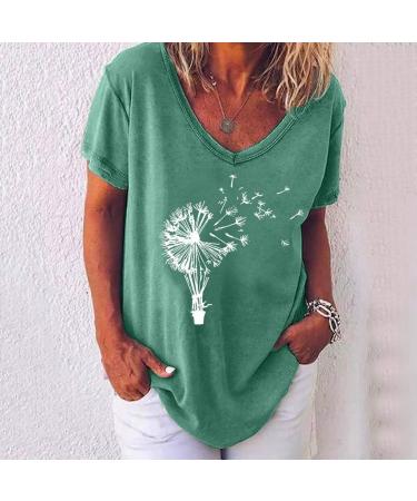 Buy Ppanguding Women's Summer Fashionable Casual Round Neck T-Shirt - Printed Loose Tops in Green for Ultimate Comfort - Buy Online on GoSupps.com