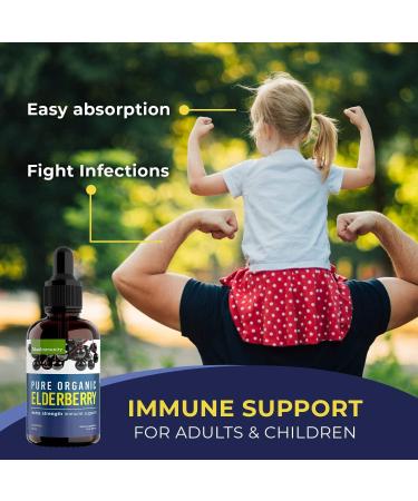 MaxImmunity Organic Elderberry Syrup - 30 Day Supply - Immune Support Liquid Drops - Sambucus Extract for Kids & Adults - Extra Strength (1 Pack) - Buy Online on GoSupps.com