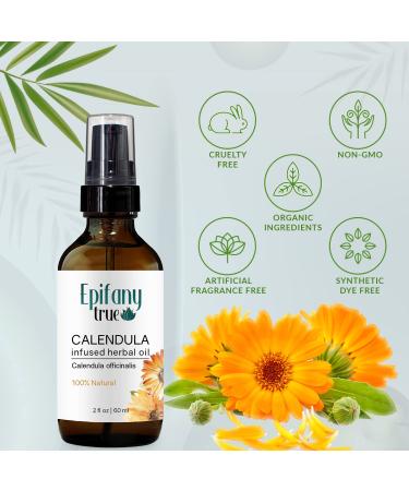 Buy Calendula Oil 2oz - Natural Moisturizer for Eczema Sunburn & Sensitive Skin | Soothes Face Body Nails & Hair | Calendula Officinalis Infused - Buy Online on GoSupps.com