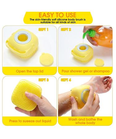Silicone Bath Shower Brush Set with Soap Dispenser - Exfoliating Body Scrubber for Men, Women, and Children - SPA Massage Skin Care Tool - Classic Style - Buy Online on GoSupps.com