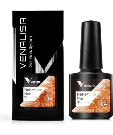 VENALISA Bright Orange Reflective Glitter Gel Polish Sparkling Shiny Disco gel Nail Polish Long Lasting soak off Nail Drying Under UV LED Lamp Nail Art Summer Nail Salon BD04 - Buy Online on GoSupps.com