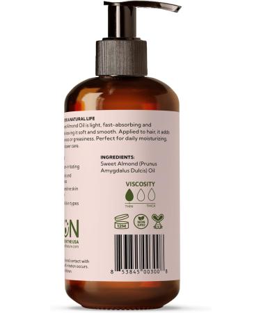 Best of Nature 100% Pure Sweet Almond Massage & Body Oil Deep Moisturizing Unscented Oil for Hair Skin Face & Aromatherapy Ideal Carrier Oil for Essential Oils (8 fl oz) 8 Fl Oz (Pack of 1) - Buy Online on GoSupps.com