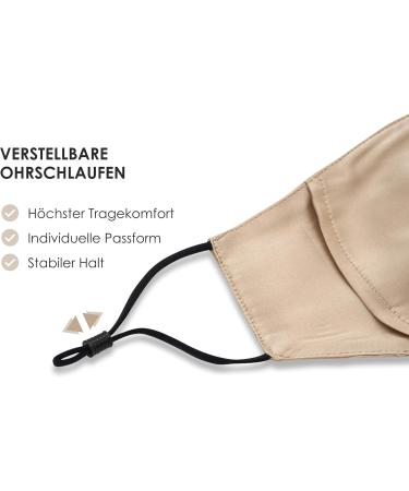 Silkist Unisex 100% Silk Mouth Protection Mask - Reusable 3-Layer Breathable & Skin-Friendly with Adjustable Ear Loops & Nose Bracket - Cooling Summer Beige - Buy Online on GoSupps.com