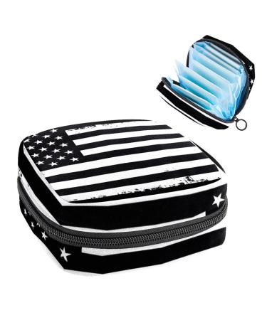 GIAPB Period Bag Sanitary Napkin Storage Bag Period Pouch Travel Makeup Bag Black American Flag Color1754