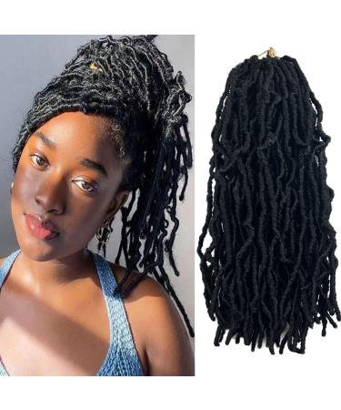 Paraglame Short Faux Locs Crochet Hair 14 Inch Soft Locs 8 Packs Natural Black Pre-Looped Crochet Hair New Soft Faux Locs Curly Hair Extension Goddess Locs Crochet Hair for Black Women ( 8 Packs 1B) 14 Inch(Pack of 8...