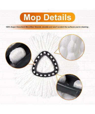DTOPNIOR 3 Pack Microfiber Spin Mop Head Replacement - Easy Cleaning Refills for Floor Mops - Compatible with EasyWring 1 Tank System - 3 Pack White - Buy Online on GoSupps.com