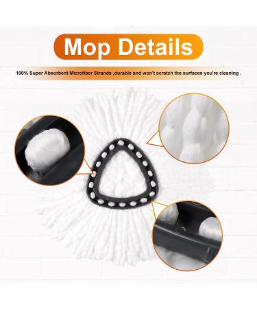 DTOPNIOR Spin Mop Replacement Head - 4 Pack Microfiber Refills for Triangle Spin Mop | Easy Cleaning Floor Mop Head with Rotating Base - White - Buy Online on GoSupps.com