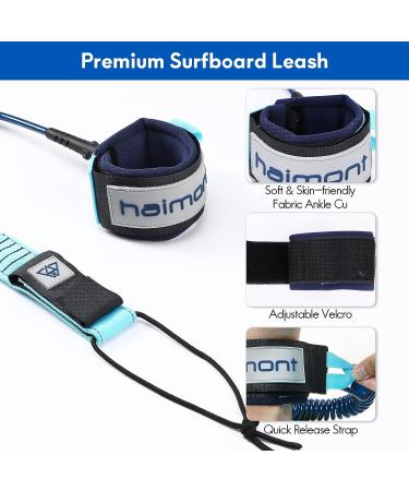 Haimont Premium SUP Leash  Stand Up Paddle Board Surfboard Coil Leash Leg Rope with Adjustable Thigh Ankle Cuff for Paddleboard  Longboard  Shortboard Blue - Buy Online on GoSupps.com