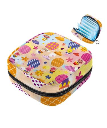 Cute animals hot air balloon flower patterns women's bandages storage bags menstruation pocket portable menstrual cup bag with zipper for teenagers girls women women