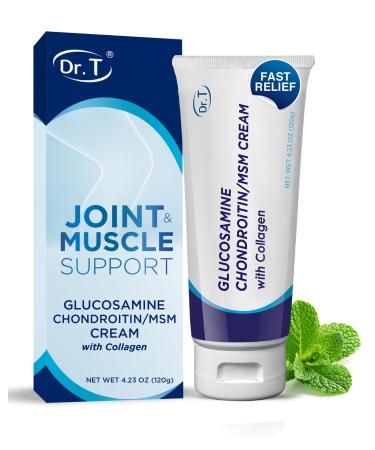 Dr. T Glucosamine Chondroitin Cream - Premium Formula with MSM and Collagen for Joint and Muscle Discomfort - Maintains Joint Strength Flexibility & Muscle Mobility - 4.23 oz / 120g (1 Pack)