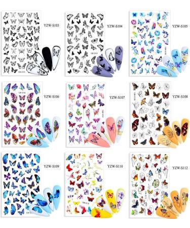 1 Sheet Women Stylish Decals DIY Nail Art Decoration Butterfly-shape Nail Sticker Slider Manicure Tool(YZW-S107) - Buy Online on GoSupps.com