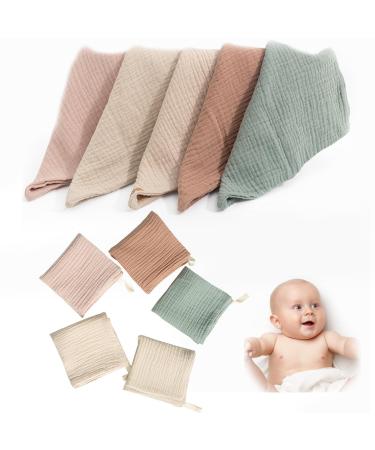 10 pieces of baby musselin washcloths towels set for newborns 23x23cm faces and bath towel reusable baby washcloth 100% cotton soft and breathable