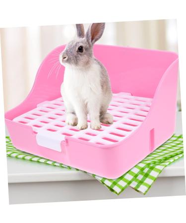 COLLBATH Box Rabbit Toilet Guinea Pig Cooling Racks for Baking Pet Litter Pan Trainer Cat Toilet Plastic 28.5X23.5X15.5CM Pink - Buy Online on GoSupps.com