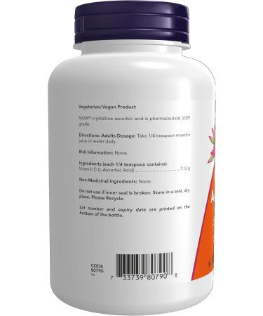 Now Ascorbic Acid (100% Pure Vit.C) Pwd 227g - Buy Online on GoSupps.com
